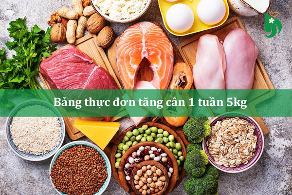 Bảng thực đơn tăng cân 1 tuần 5kg chi tiết