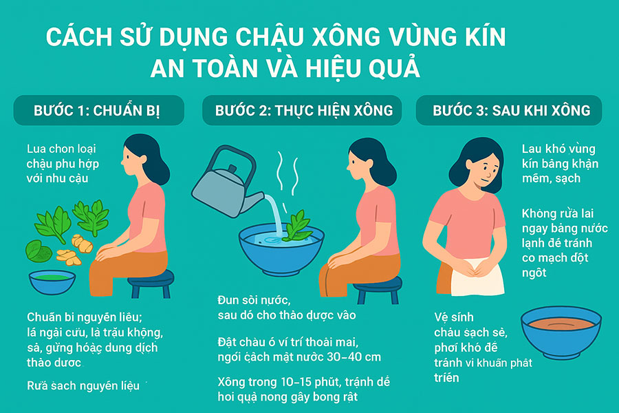 cách sử dụng chậu xông vùng kín an toàn