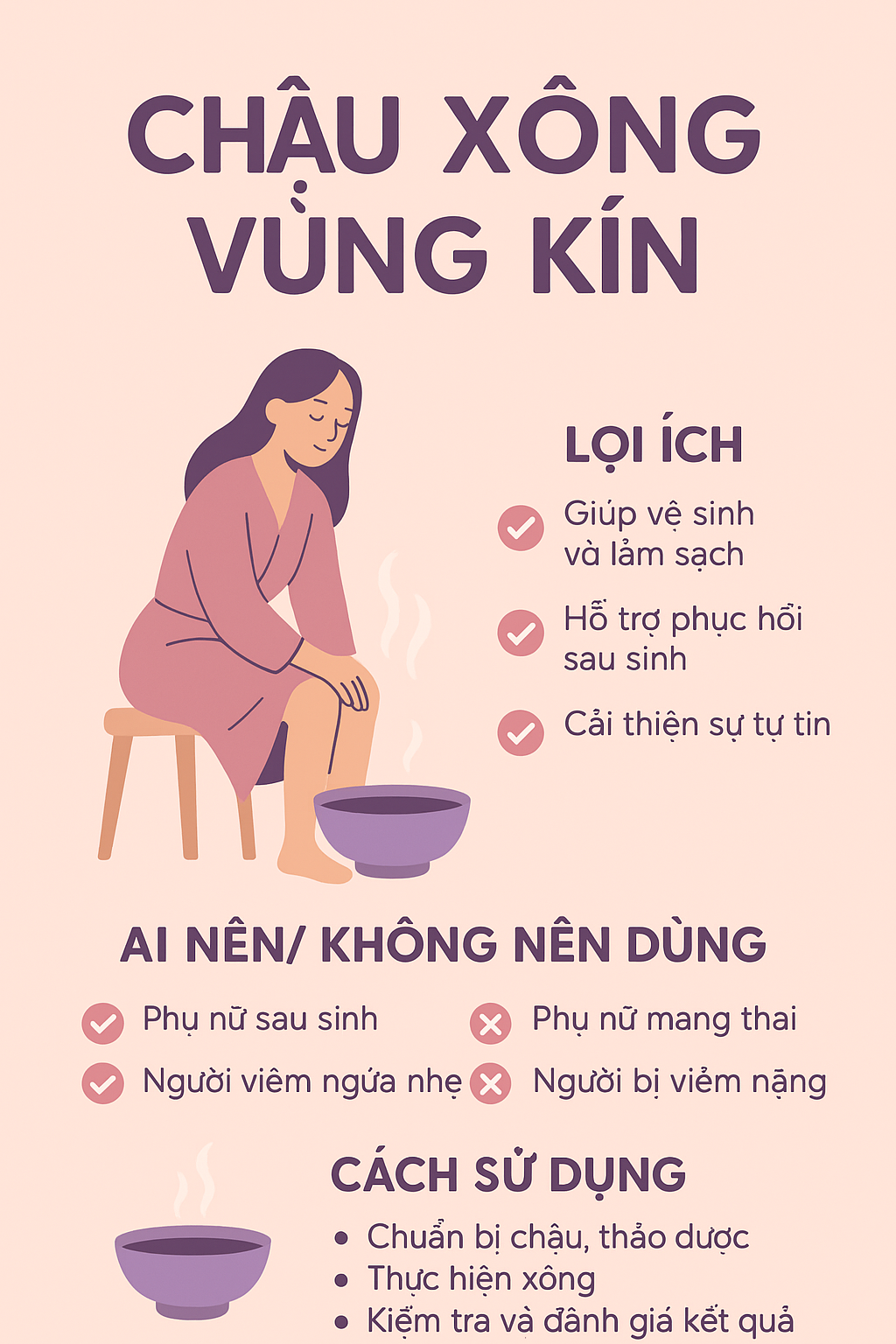 hướng dẫn sử dụng chậu xông vùng kín