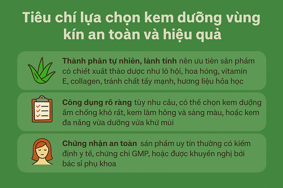 tiêu chí lựa chọn kem dưỡng ẩm vùng kín